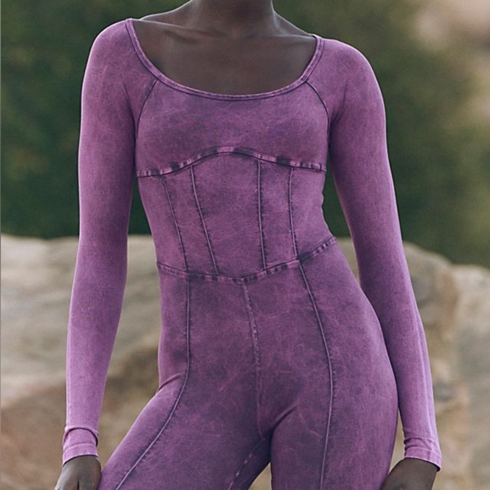 Free People FP Movement Good Karma Corset Long Sleeve Onesie, size xs/small - Picture 2 of 5